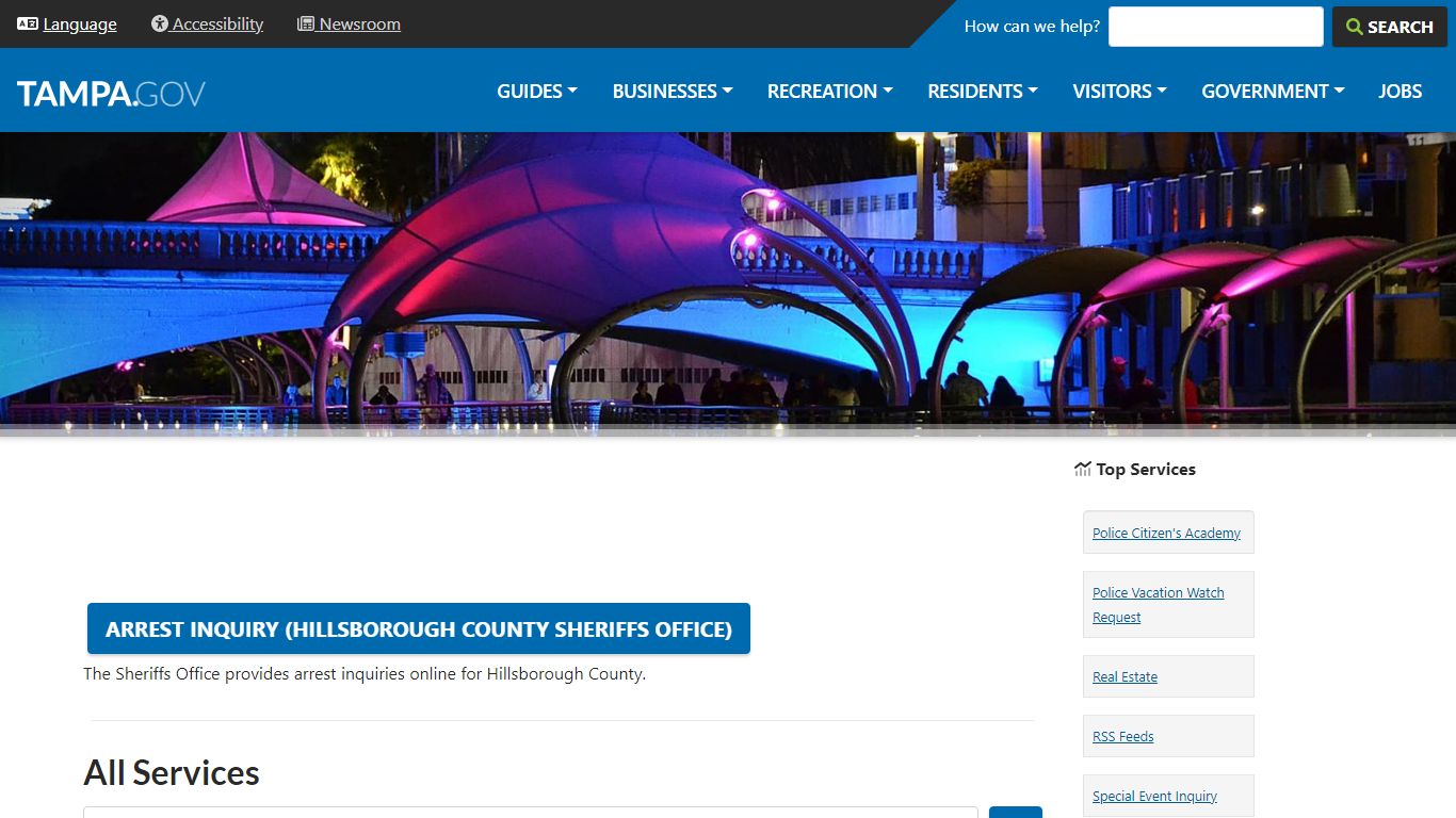 Arrest Inquiry (Hillsborough County Sheriffs Office) - City of Tampa